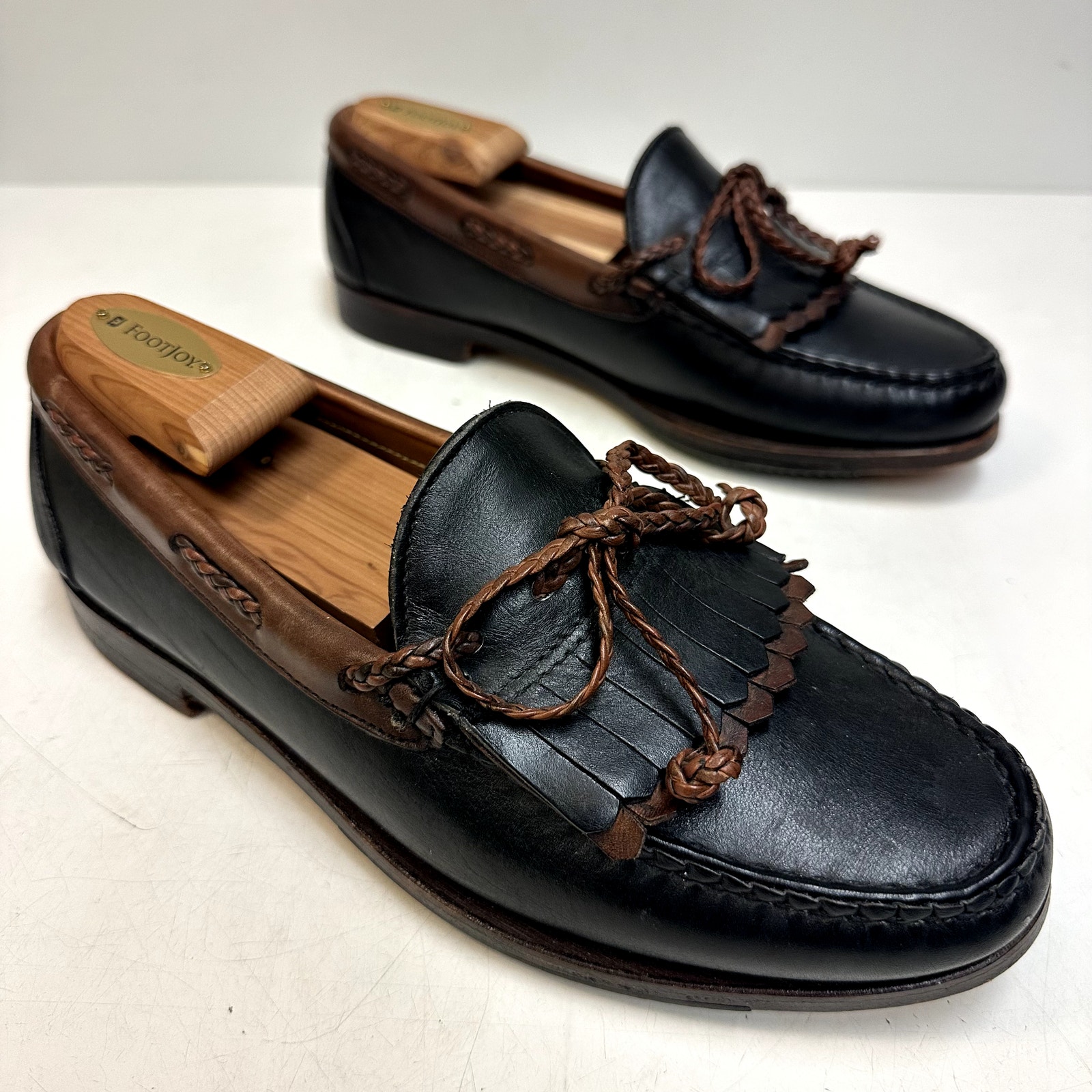 Euc Rancourt & Co. X Footjoy Tassel Loafers Kiltie Black Made In Maine Usa 9 D — image 5 of 8